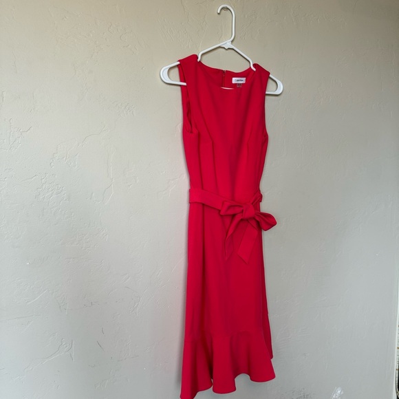 Calvin Klein Pink Belted Scoop Neck Midi Dress - Picture 7 of 13